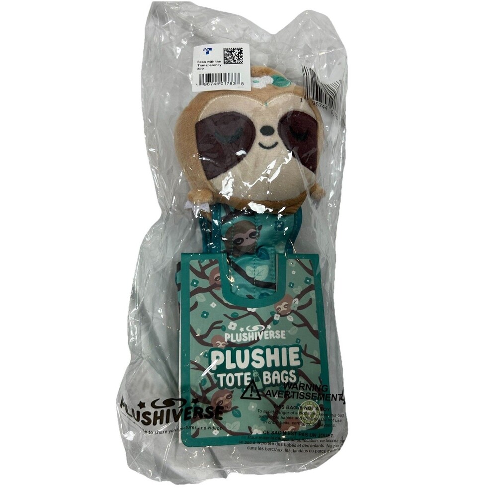 Plushiverse Plushie Tote Bag See Turtle Design Reusable Bag with Plush Holder